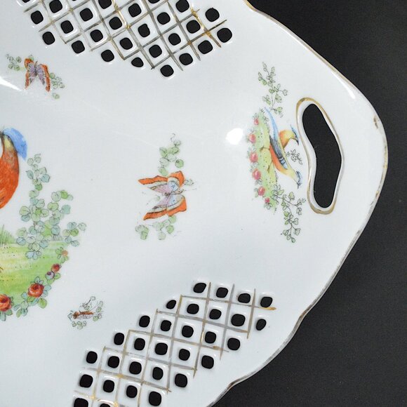 Antique Victoria Austria Porcelain Pheasant Serving Bowl - Picture 6 of 9